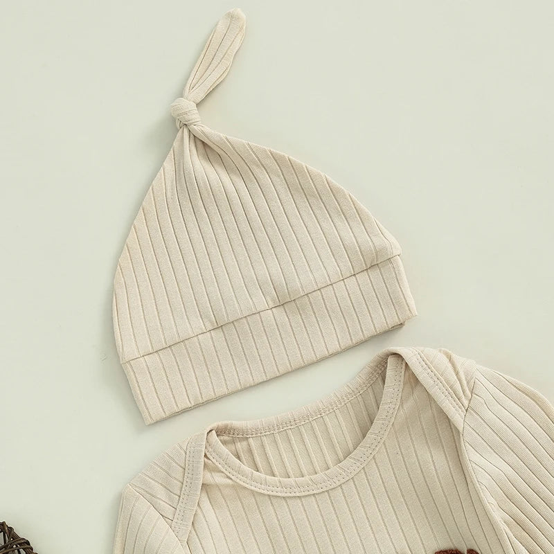 Letter Embroidered Ribbed Long Sleeve Bodysuit
