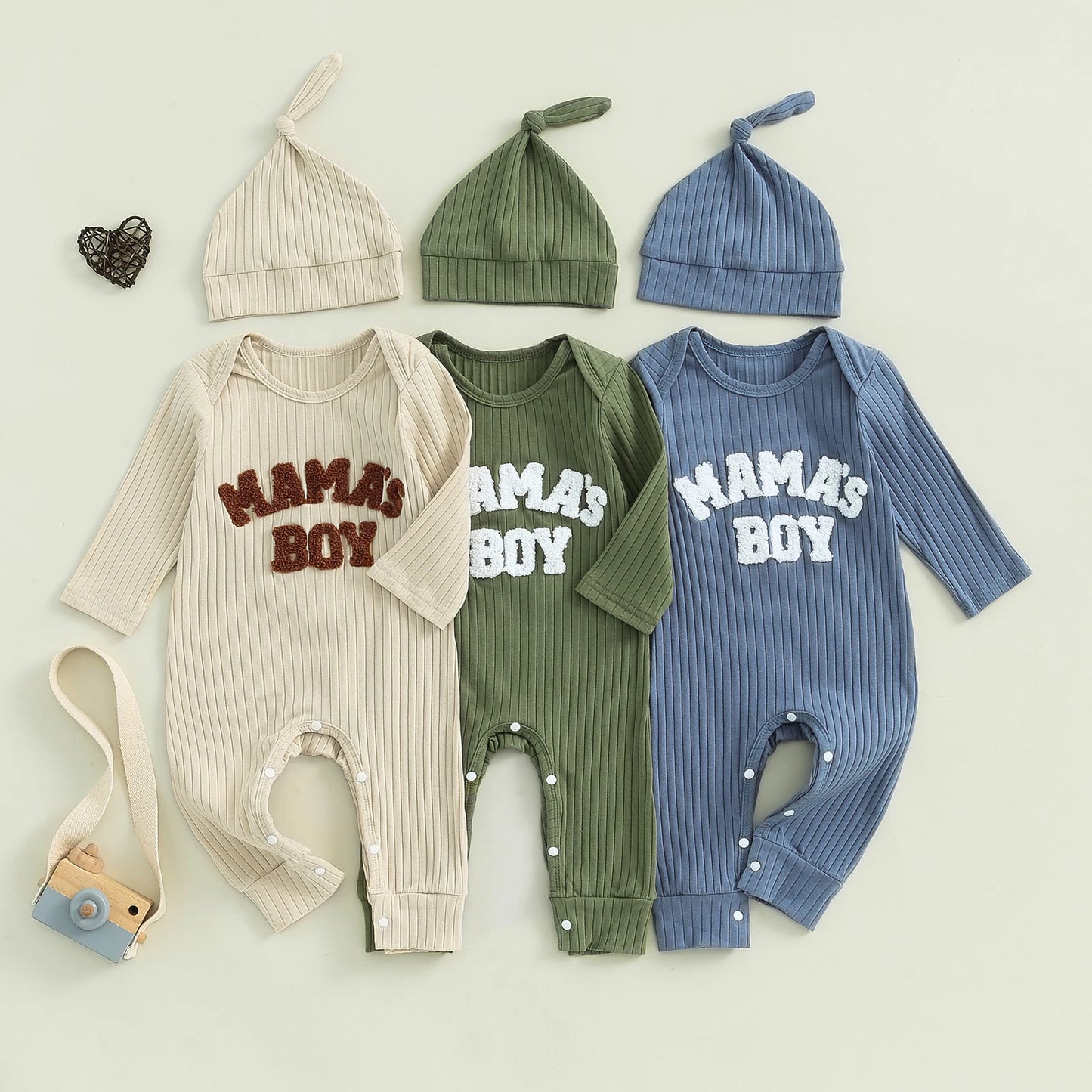 Letter Embroidered Ribbed Long Sleeve Bodysuit