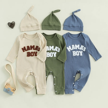 Letter Embroidered Ribbed Long Sleeve Bodysuit